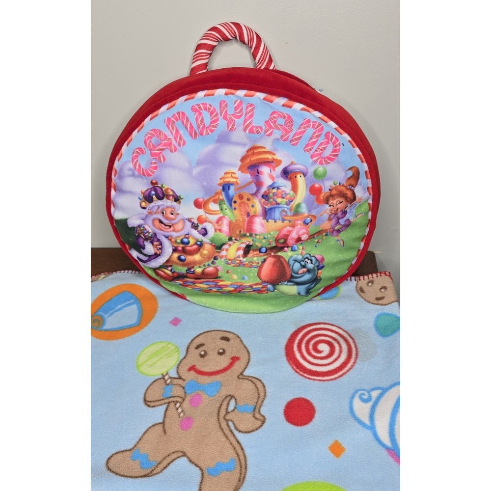 Candy Land Plush Backpack Carry Case Matching Fleece Blanket Sleep Bag Kids